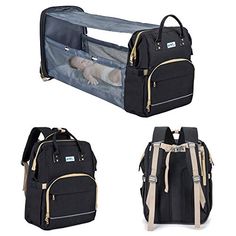 2 in 1 Convertible Nappy Bag/Bed - Black image