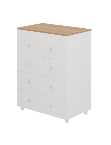 Chest of Draws - 4 Drawers 700 - White with grey top finish image