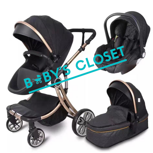 3 in 1 Black Egg Stroller Set & Car Seat image 0