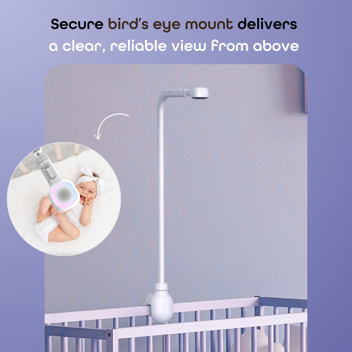 Hubble Connected  Skyvision AI Pro  AI Powered HD Baby Monitor with Crib Mount Camera and 12.7cm Touch Screen Viewer image 3