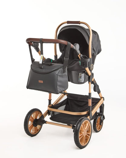 3 IN 1 Pu Black And Gold Frame Plus Car Seat And Pu Nappy Bag image 9