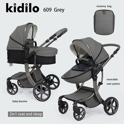 2 in 1 Kidilo 609 Egg Stroller with Bassinet + Nappy Bag