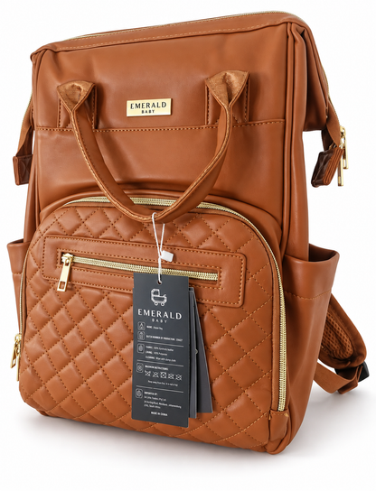 Emerald Baby Leather Diaper Bag Backpack