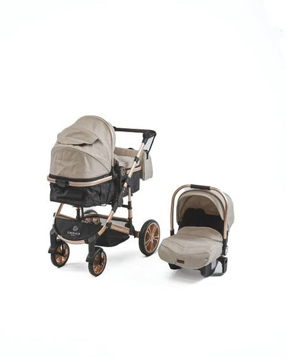3 IN 1 Emerald Pu Beige N Black Plus Car Seat And Nappy Bag